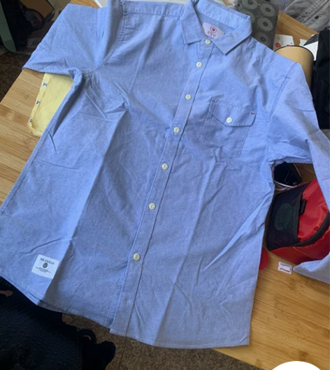 男士全棉牛津纺面料衬衣，S-XL都有，蓝色...