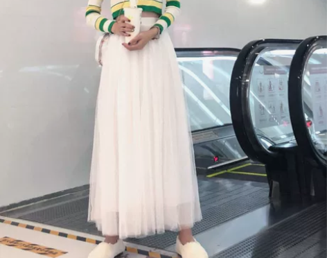 三层纱网纱裙半身裙女蓬蓬裙中长裙公主裙百褶...