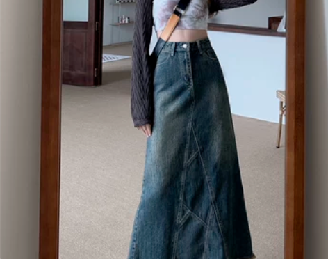 小众辣妹设计感荷叶包臀鱼尾裙女2022秋冬...