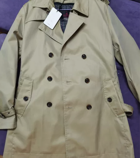 全新男式专柜正品100%纯棉全棉卡其色风衣...