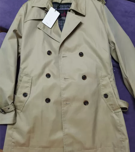 全新男式专柜正品100%纯棉全棉卡其色风衣...