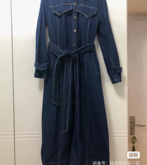 菀草壹牛仔连衣裙风衣外套复古vintage...