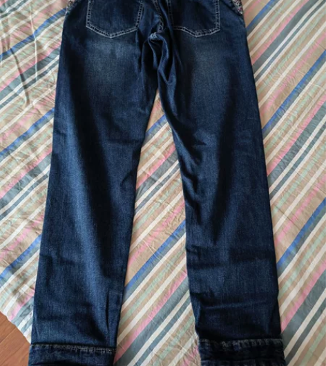 裂帛民族风个性绣花小脚牛仔裤，可卷边成九分...