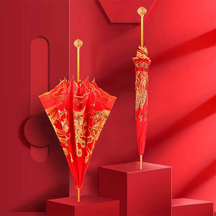 婚伞中国风结婚红伞出嫁婚礼红色伞新娘出门伞...