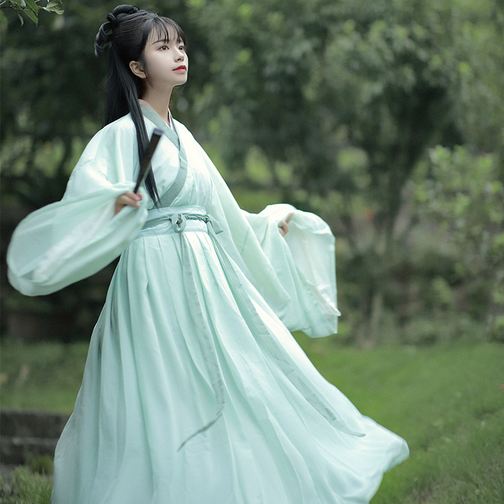 倚梦阁原创青璃魏晋风汉服女交领齐腰襦裙夏季...