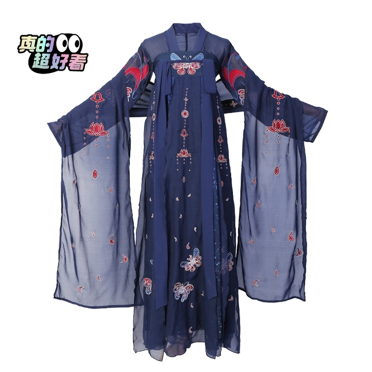 全新倚梦阁刺绣汉服两件套，风之蓝色全身刺绣...
