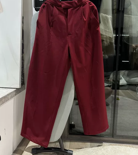 酒红色冬天休闲裤 长度96cm 腰围62cm