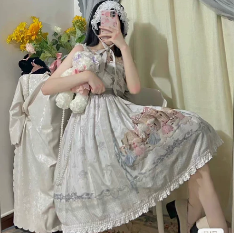 ZUO蓝日辰双子兔lolita 灰色长款有...