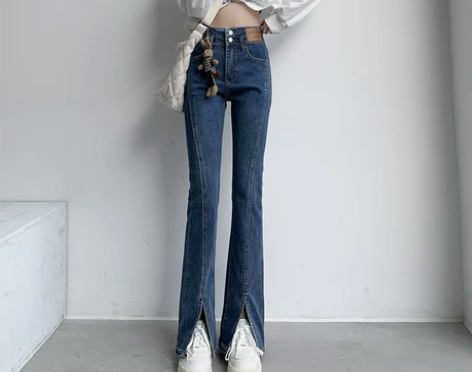 【年货价】高腰微喇叭牛仔裤女2021年春秋...