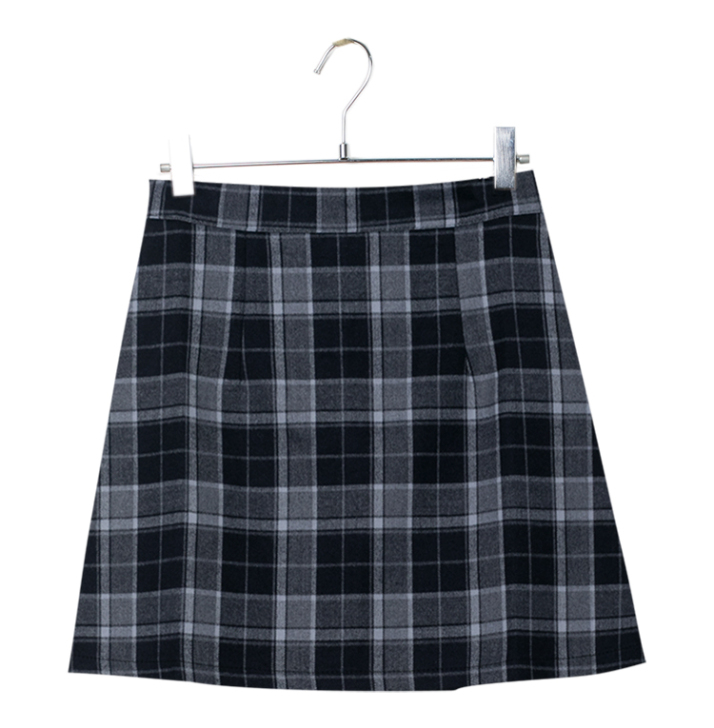 EGGKA复古格子半身裙女高腰显瘦A字裙约...