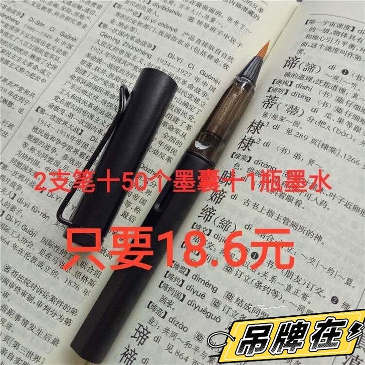 钢笔式毛笔秀丽笔书法套装练字软头软毛软笔自...