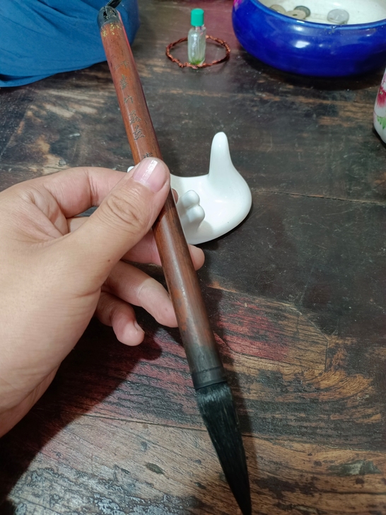 老毛笔，二号紫竹飞燕，包浆好，杆长22，出...