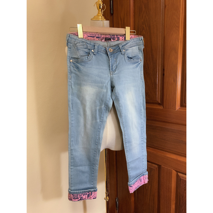 【直筒浅蓝显瘦牛仔裤质感】买1送1