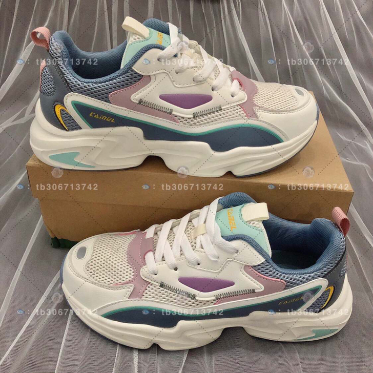 骆驼运动鞋女士老爹鞋拼色透气耐磨休闲鞋跑步...