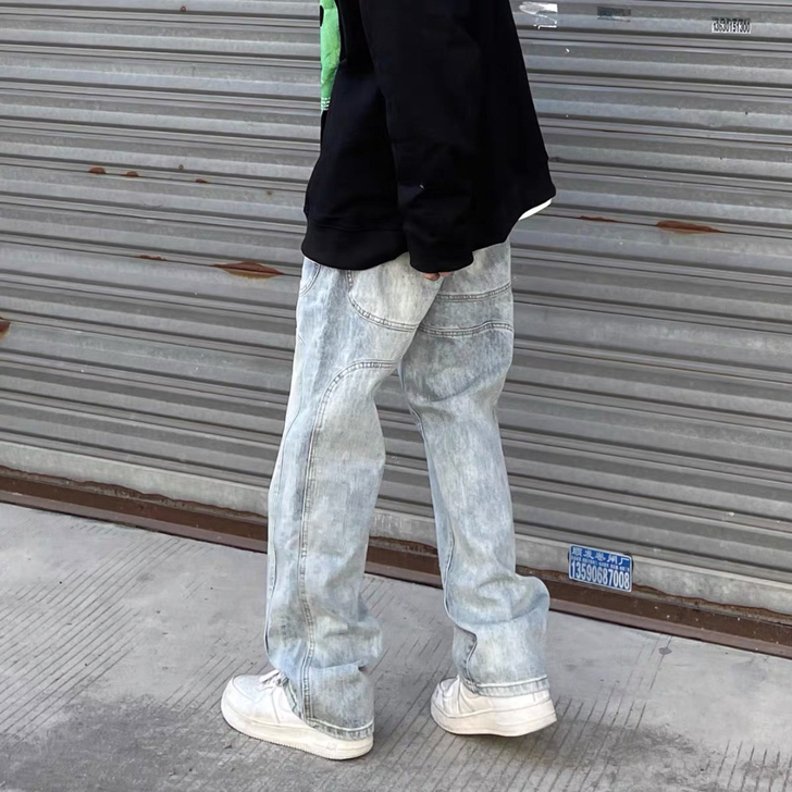 CityCity 街头嘻哈复古洗水立体牛仔...