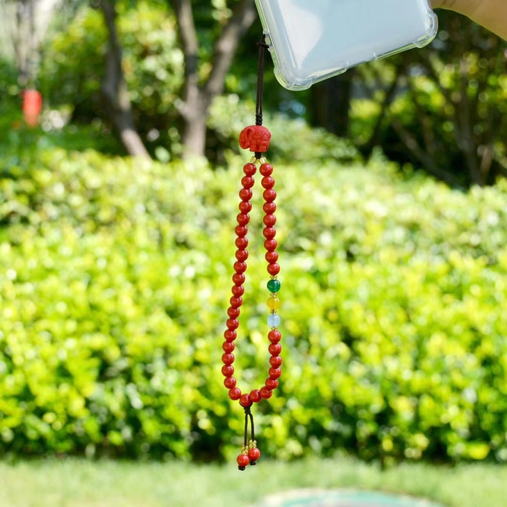 创意朱砂手机挂件 本命年辟邪朱砂手机链手腕...