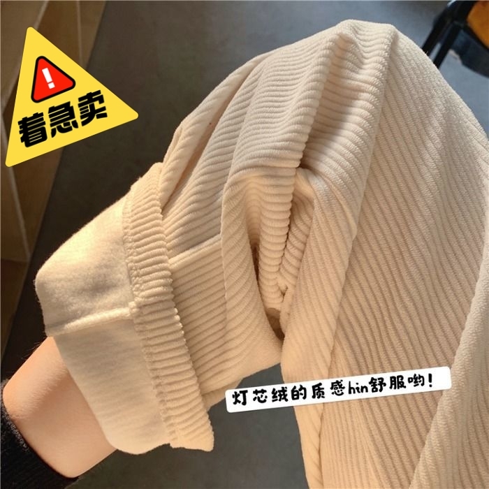 加绒裤子女学生韩版宽松灯芯绒ulzzang...