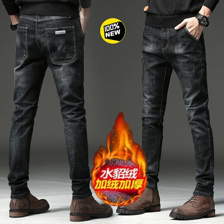 【常规/加绒】秋冬加绒牛仔裤修身小脚裤男士...