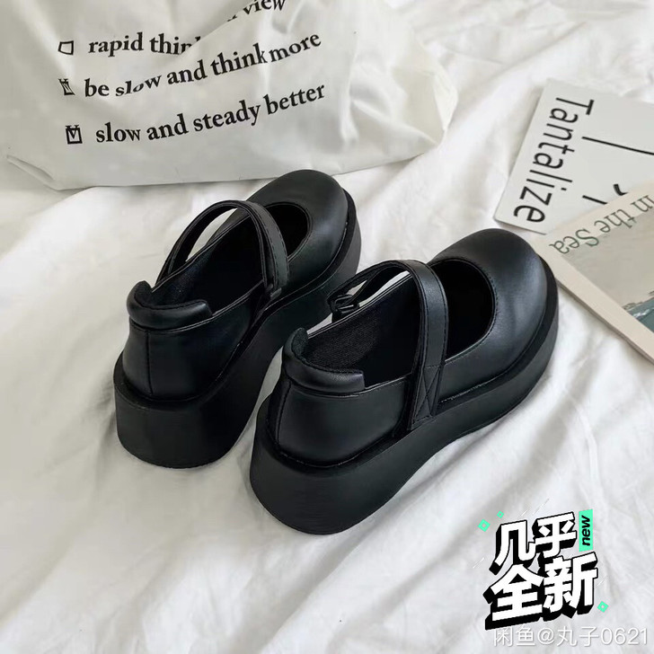 玛丽珍鞋黑色小皮鞋36码