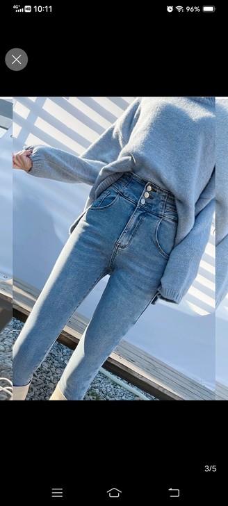 牛仔裤女2021年新款冬加绒高腰显瘦春装女...