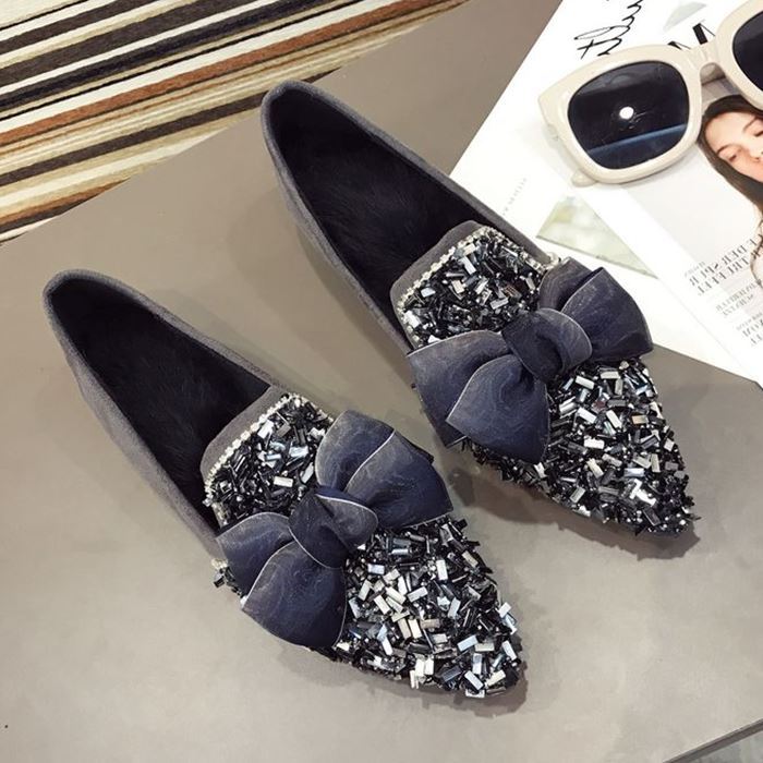 单鞋女2018秋冬新款韩版浅口尖头平底鞋软...