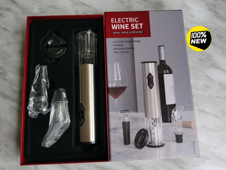 全新电动红酒开瓶器4件套,干电池款
