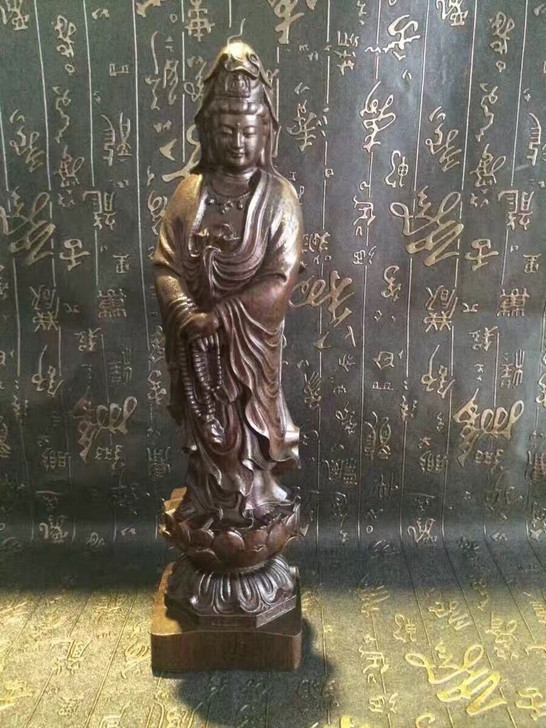 捡漏原木雕 沉香木观音菩萨 木雕摆件 工艺...