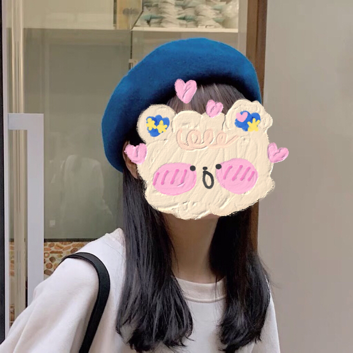 快来！复古蓝画家帽贝雷帽，超显白，显白神器...