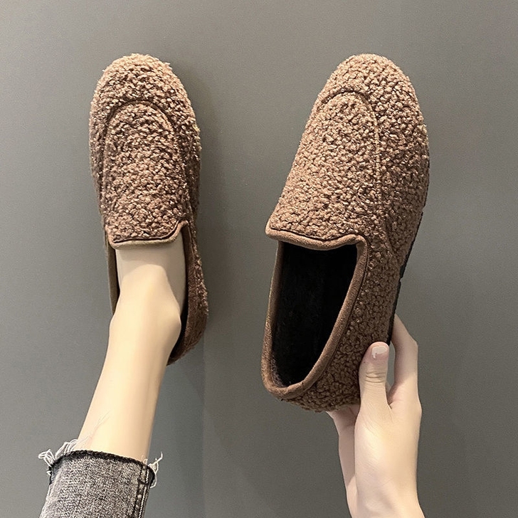 清仓女鞋加绒加厚豆豆鞋冬季韩版百搭毛毛鞋平...