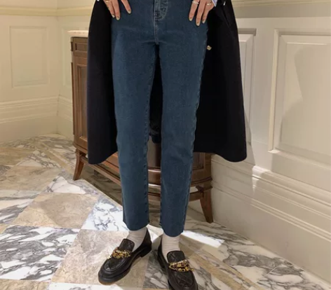 【13C】高腰小脚牛仔裤女冬季加绒高弹百搭...