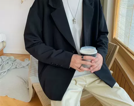 春秋季港风西装外套男韩版潮流宽松休闲百搭小...