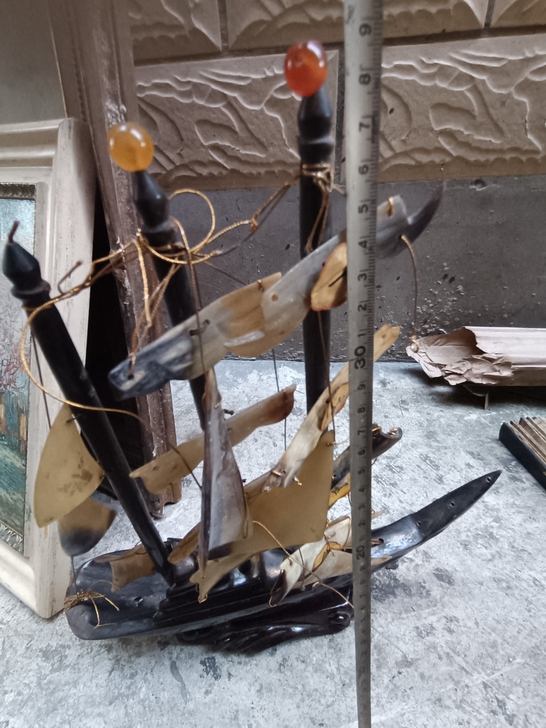 角雕一帆风顺摆件,品相如图