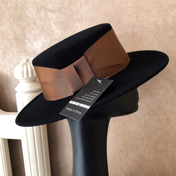 法国CKASPIEE秋冬新品黑色时尚平顶羊...