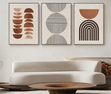 （捡漏）客厅沙发背景墙多联挂画抽象线条酒店...