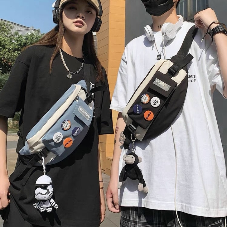 【抖音同款】ins潮牌胸包男休闲日系单肩小...