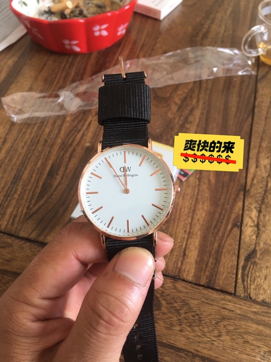 正品DW男士尼龙金白盘手表，闲置出，全套包...