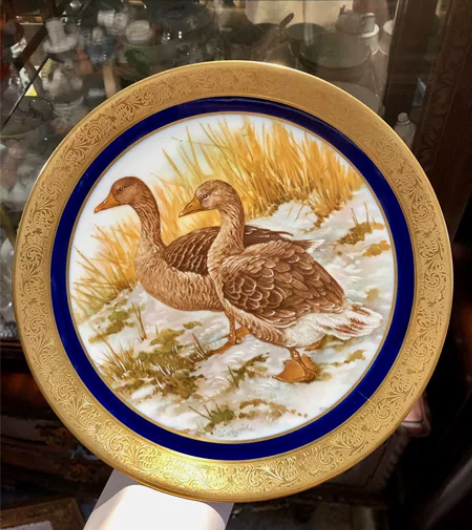 古董店淘到的利摩日手绘动物风景重金赏盘。 ...