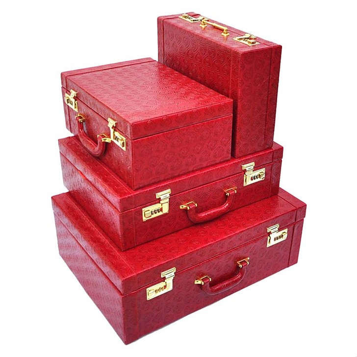 陪嫁箱结婚箱子红箱子红色皮箱礼金箱嫁妆箱婚...