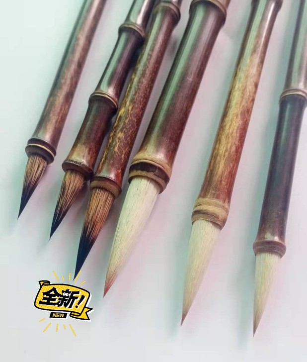 老人老技师纯手工制作的精致紫亳毛笔和兼亳毛...