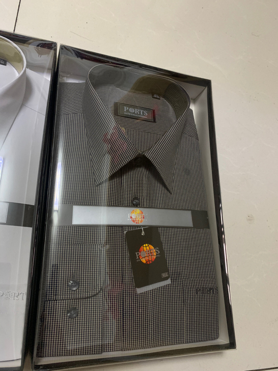 全新长袖衬衣 男士商务衬衫 白 灰 格子三...