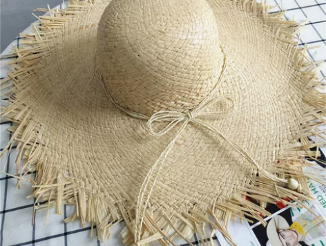 春夏新款毛边大檐拉菲草帽女夏季潮搭沙滩帽海...