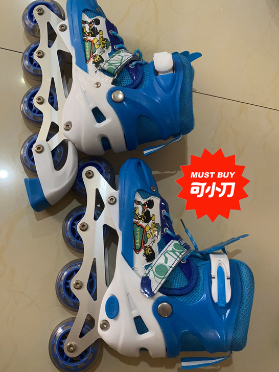儿童旱冰鞋 蓝色单闪 穿过几次