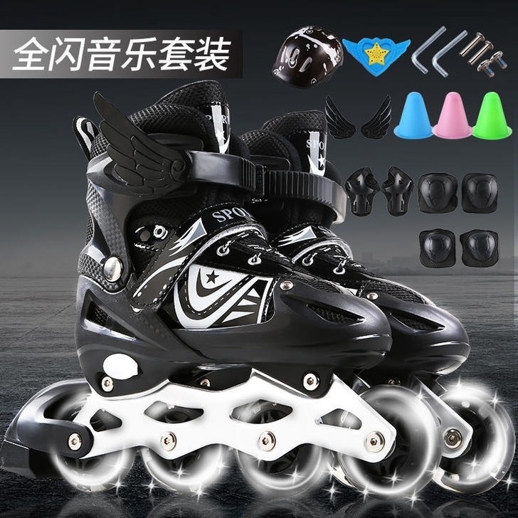 溜冰馆倒闭处理儿童溜冰鞋【大小可调】3-5...