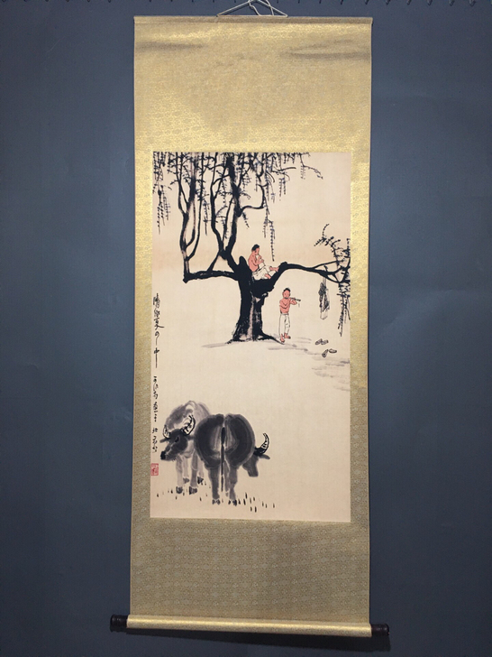 李可染牧牛图名人字画人物三尺精品纯手绘国画...