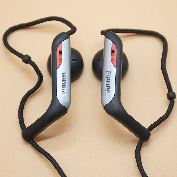 飞利浦运动耳挂式耳机编织布绒线全新库存