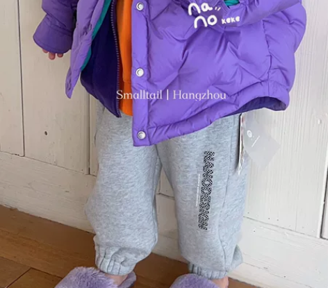 乃卡nanokeke 灰色加绒卫裤裤子 1...