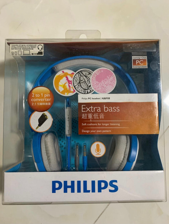 飞利浦超重低音HM7110BL耳麦全新，搬...