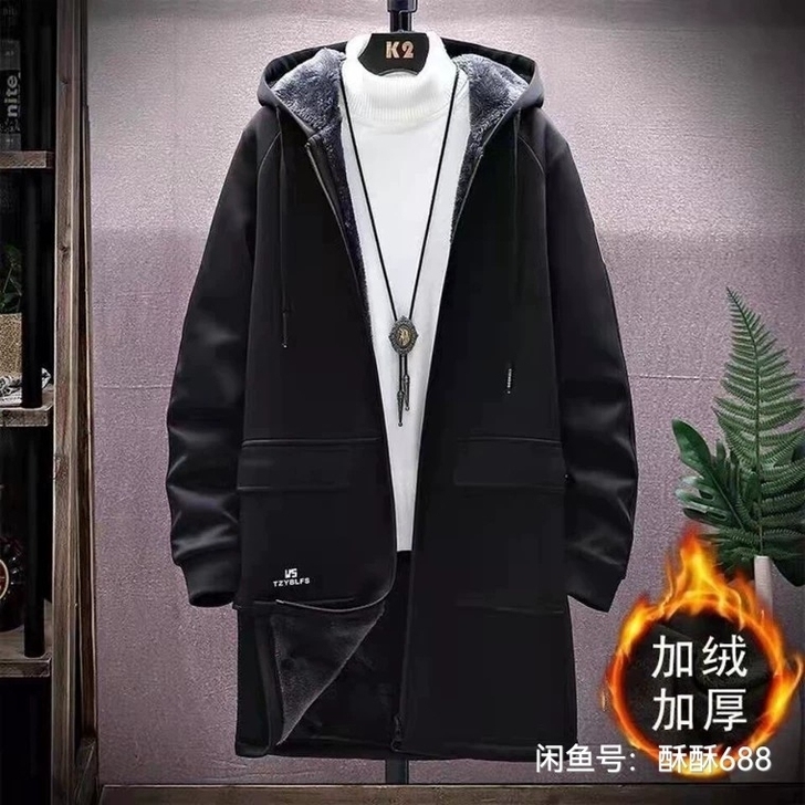 （特惠处理）秋冬新款加绒加厚休闲外套风衣男...