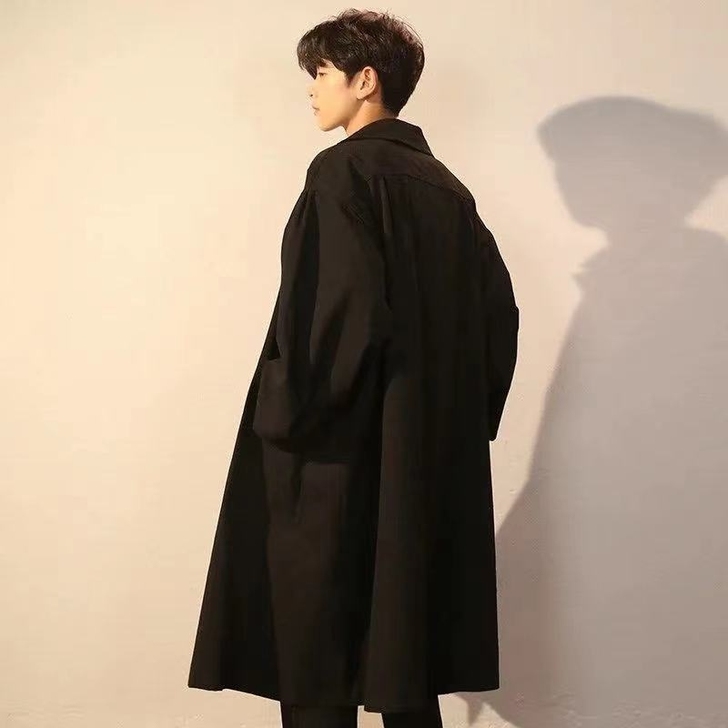 男士风衣中长款宽松帅气过膝潮流痞帅外套20...