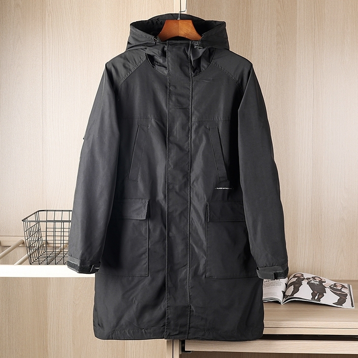 户外科技面料!连帽中长款休闲夹克男士秋冬新...